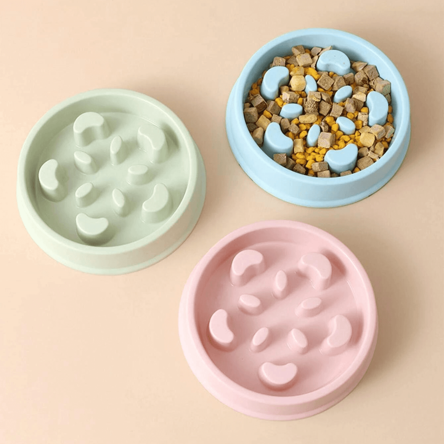 Dog Slow Feeder Bowl - Encourages healthier eating habits - Available in various random colors.