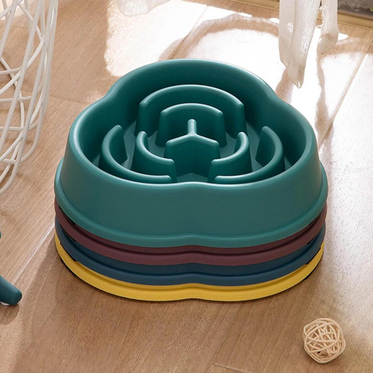 Pet Slow-Feeder Bowl - A practical solution to slow down eating - Available in various random colors.