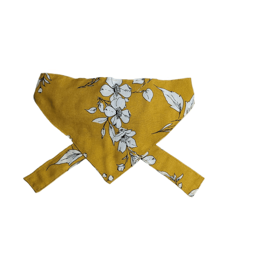 Yellow Flowers Dog Bandana - A vibrant and cheerful pet accessory adorned with lovely yellow flowers.
