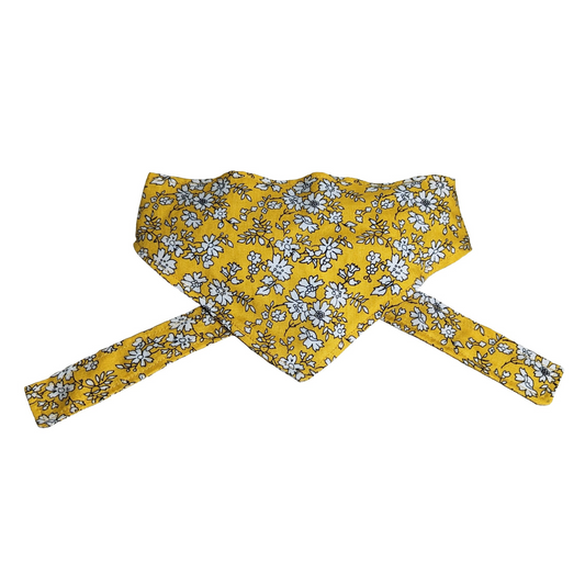 Yellow Small Flowers Dog Bandana - A charming and dainty pet accessory adorned with delightful small yellow flowers.