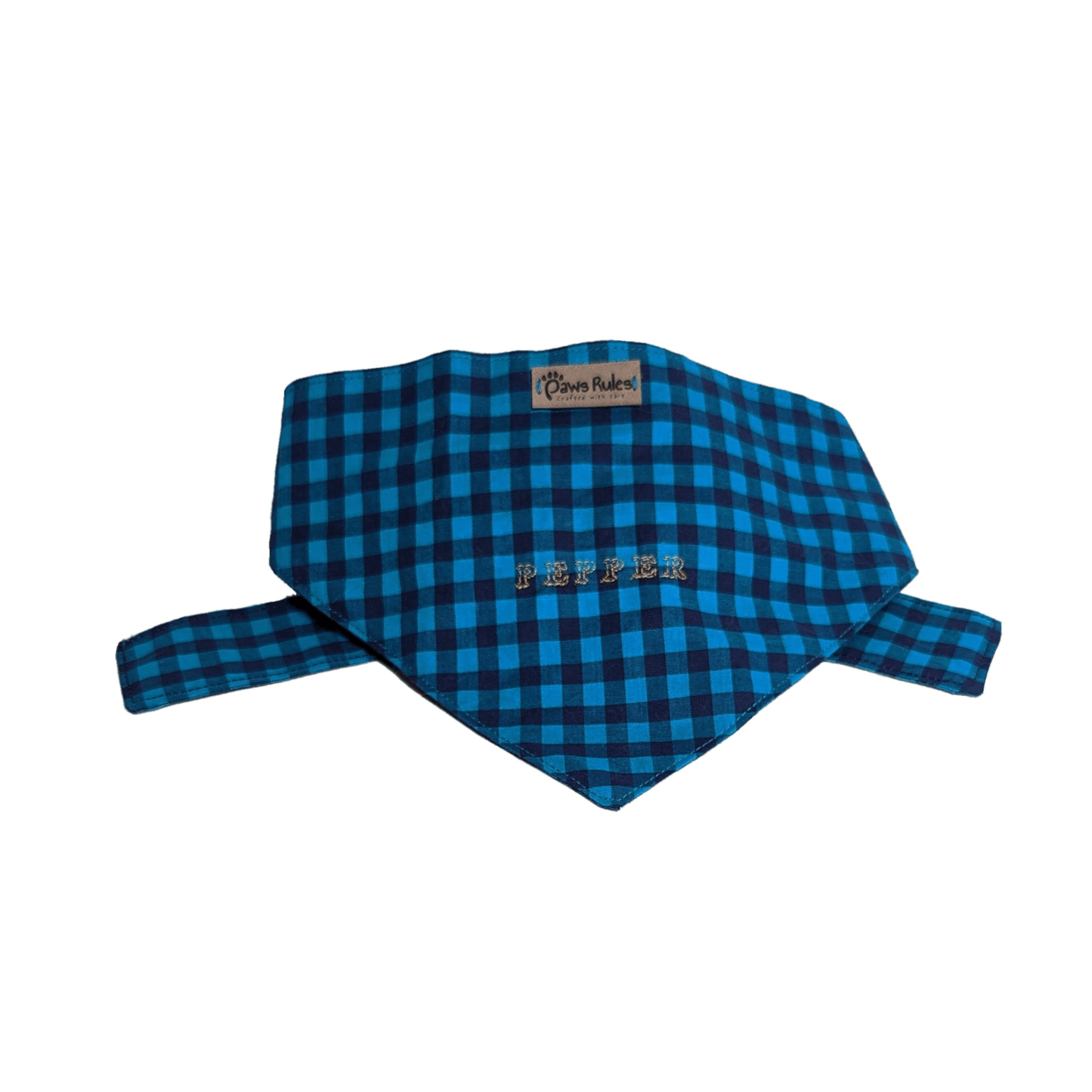 Blue Tartan Dog Bandana - A stylish and charming pet accessory in classic tartan pattern - Perfect for fashion-forward pups.