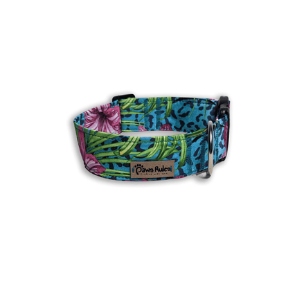 Colorful Tropical Flowers Dog Collar - Vibrant Pet Accessory with Floral Design - Fashionable Collar for Dogs - Island-Inspired Pet Products.