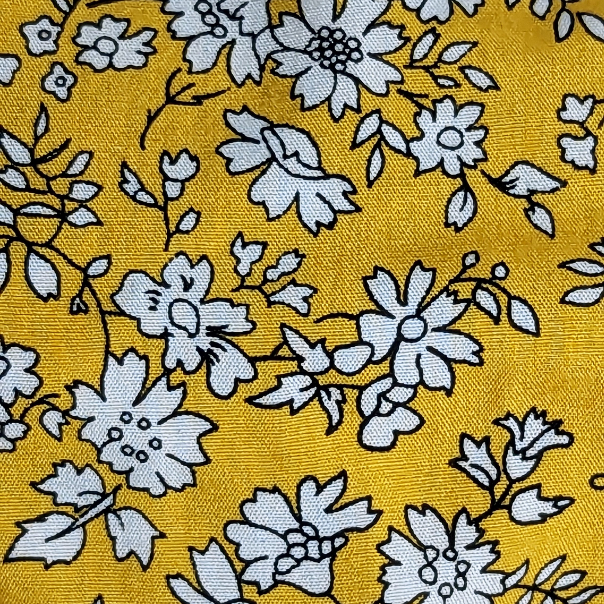 Yellow Small Flowers Dog Bandana - A cheerful and stylish pet accessory with charming small flowers in yellow print.