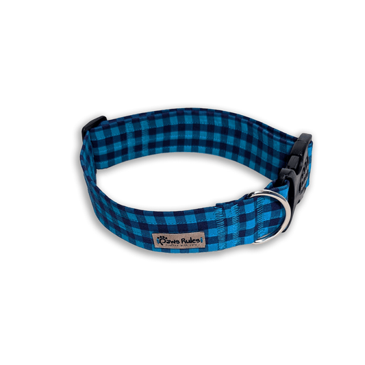 Turquoise Tartan Dog collar